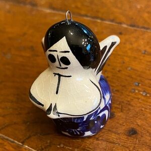 VTG Tonata Angel Figurine Ornament Painted Stoneware Mexico Folk Art Small Mini